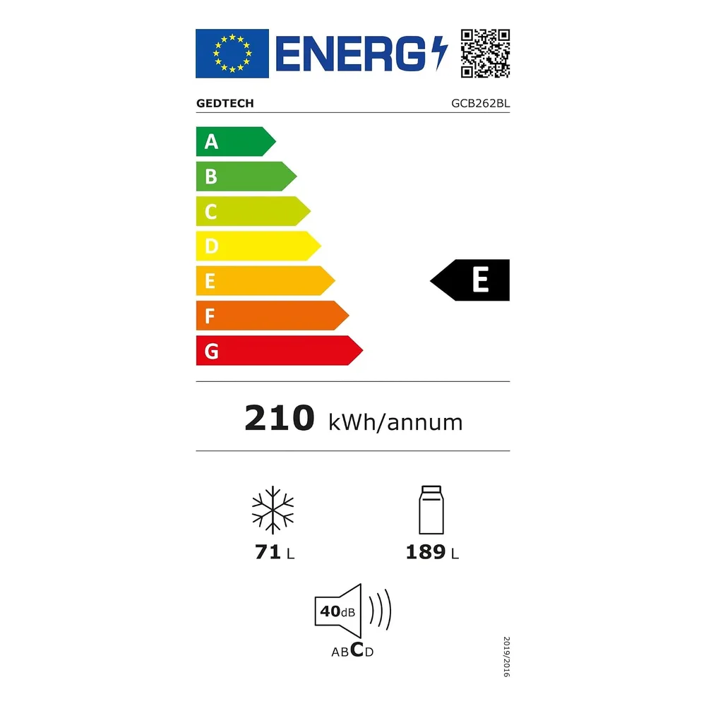GEDTECH Réfrigérateur 262 L GCB262BL