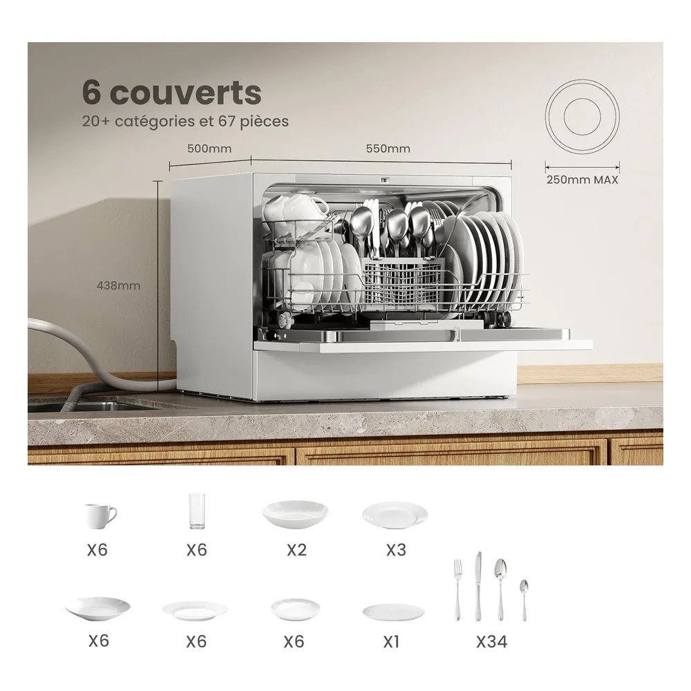 Comfee Lave-vaisselle 6 couverts TD602E-W