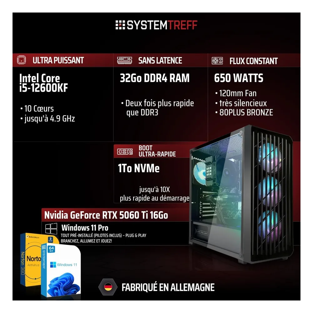 SYSTEMTREFF PC de bureau i5-12600KF