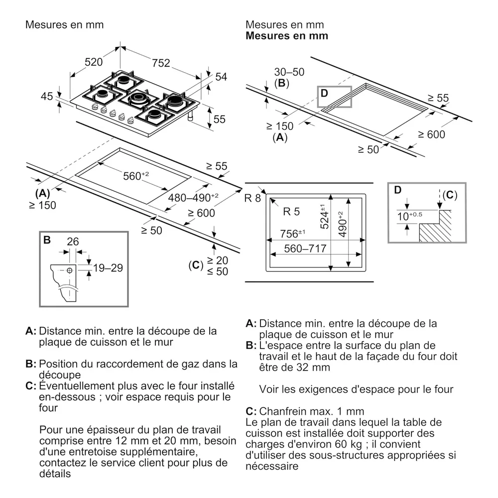 Bosch Plaque de cuisson gaz PPQ7A6I40
