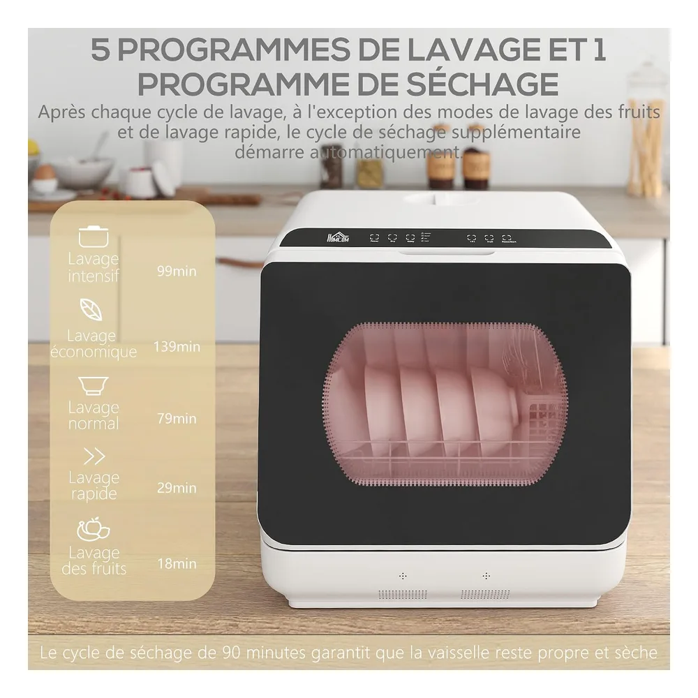 HOMCOM Lave-vaisselle 4 couverts