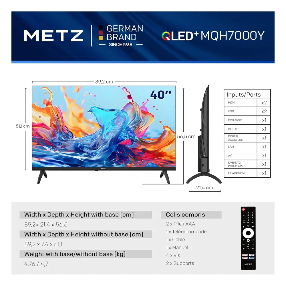 Metz Smart TV 40" 40MQH7000Y