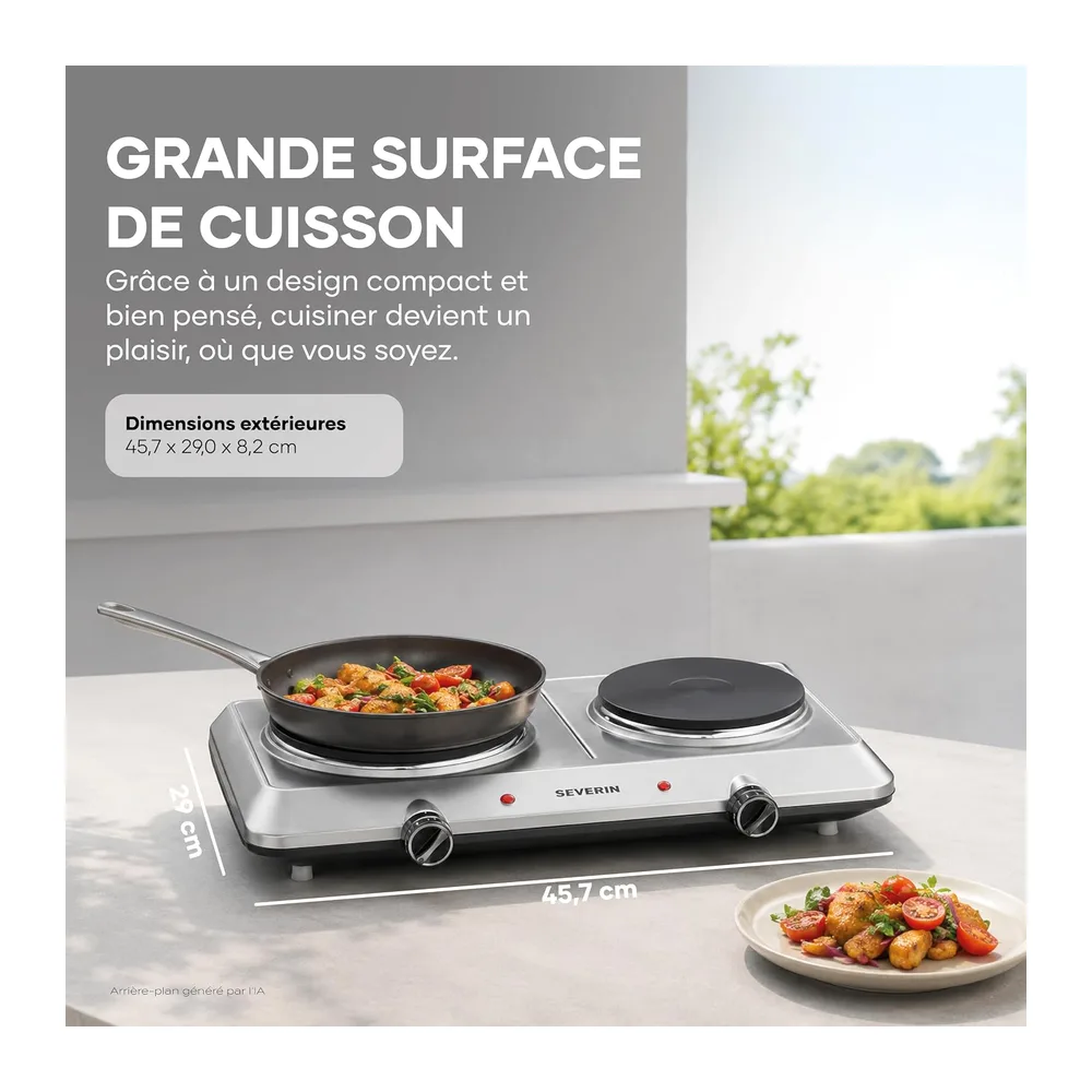 Severin Plaque de cuisson électrique double, 2 feux, réchaud de camping