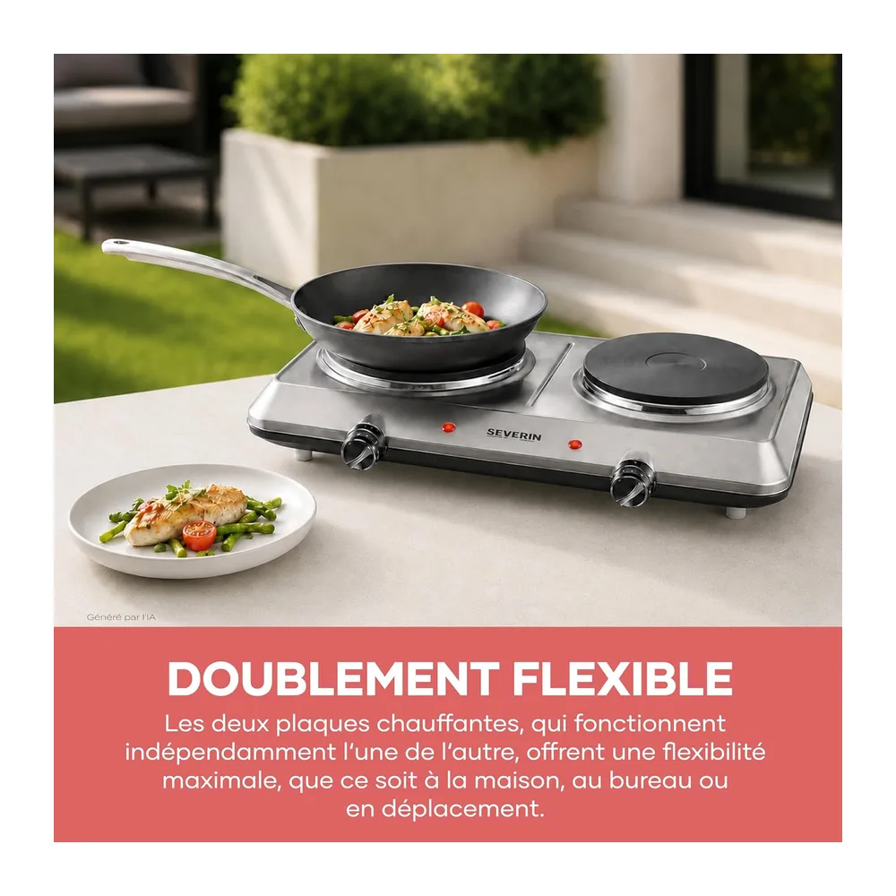 Severin Plaque de cuisson électrique double, 2 feux, réchaud de camping