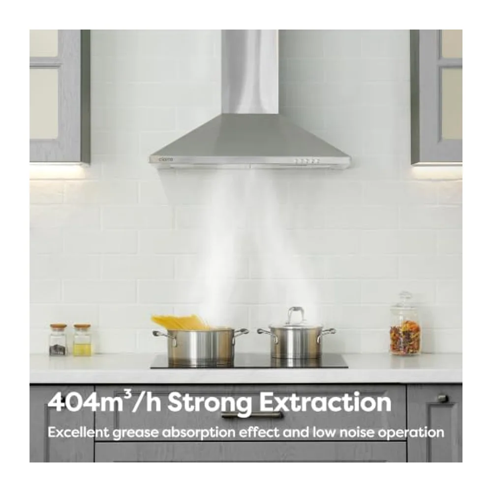 CIARRA CBCS6201 Hotte Aspirante 60 cm Classe A++ Murale Inox [Classe énergétique A++]