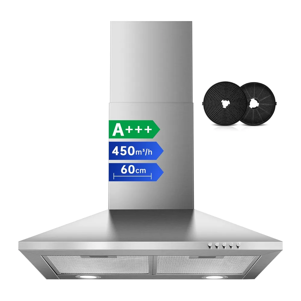 CIARRA CBCS6201 Hotte Aspirante 60 cm Classe A++ Murale Inox [Classe énergétique A++]