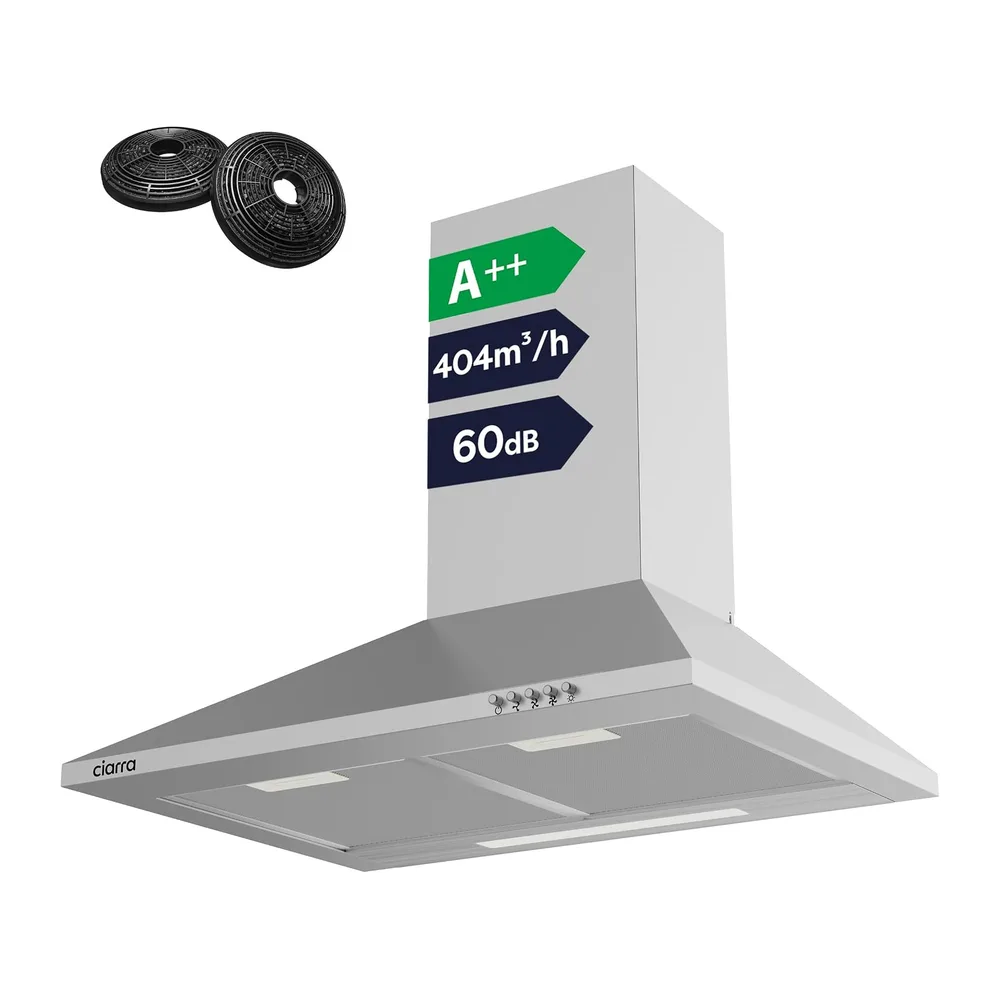 CIARRA CBCS6201 Hotte Aspirante 60 cm Classe A++ Murale Inox [Classe énergétique A++]