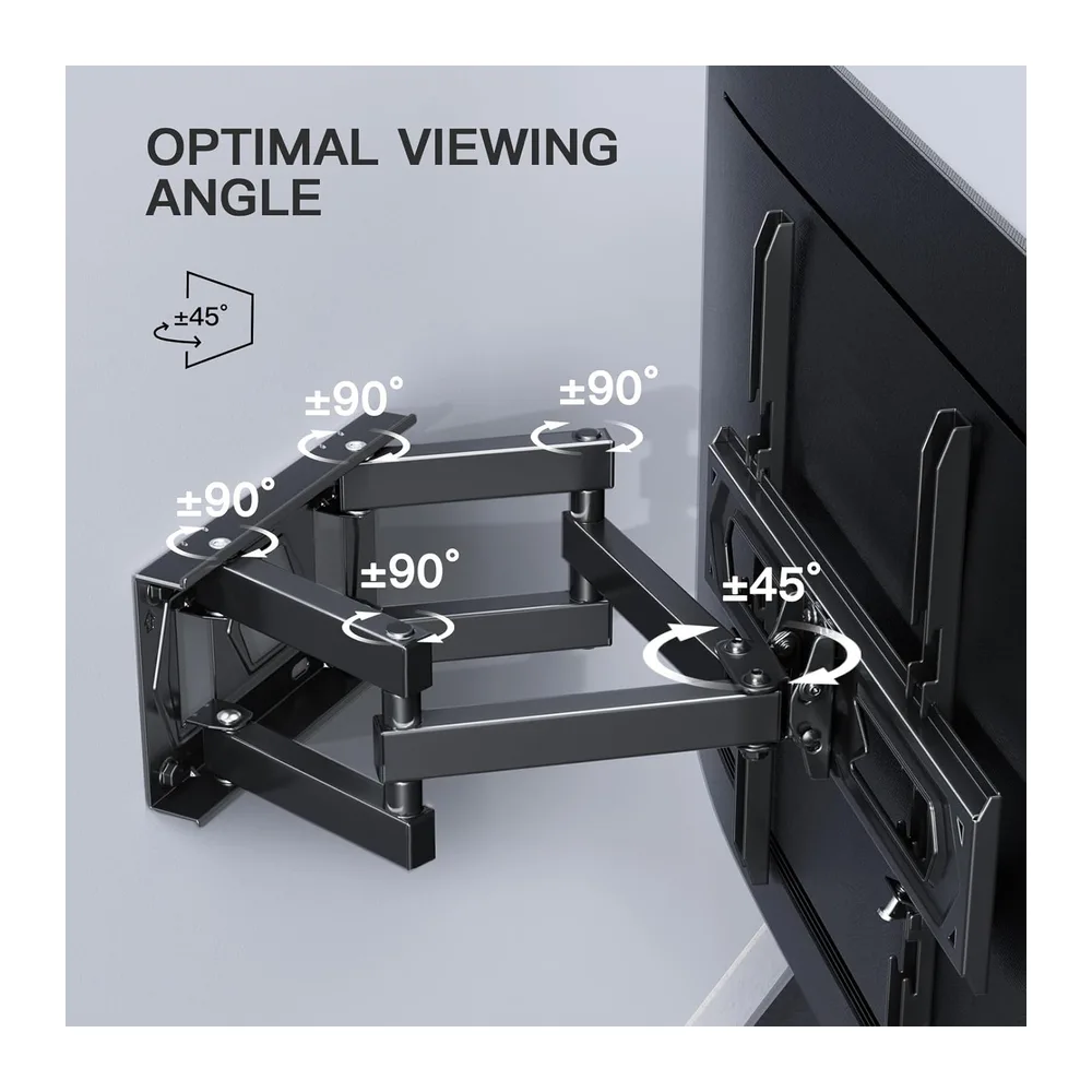 PERLESMITH Support Mural TV, Fixation TV Murale Inclinable et Orientable pour Écrans 26-65 Pouces Jusqu'à 45Kg, VESA 400