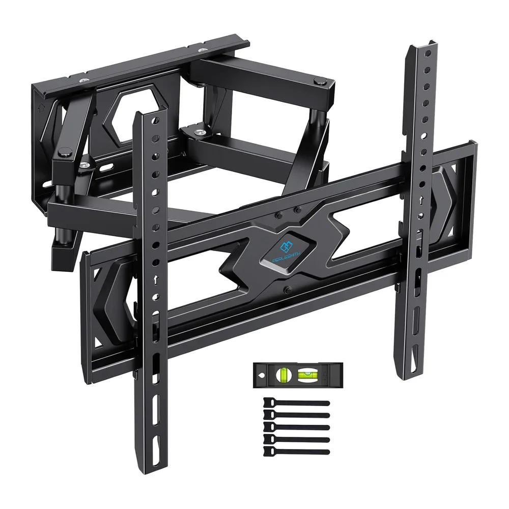 PERLESMITH Support Mural TV, Fixation TV Murale Inclinable et Orientable pour Écrans 26-65 Pouces Jusqu'à 45Kg, VESA 400