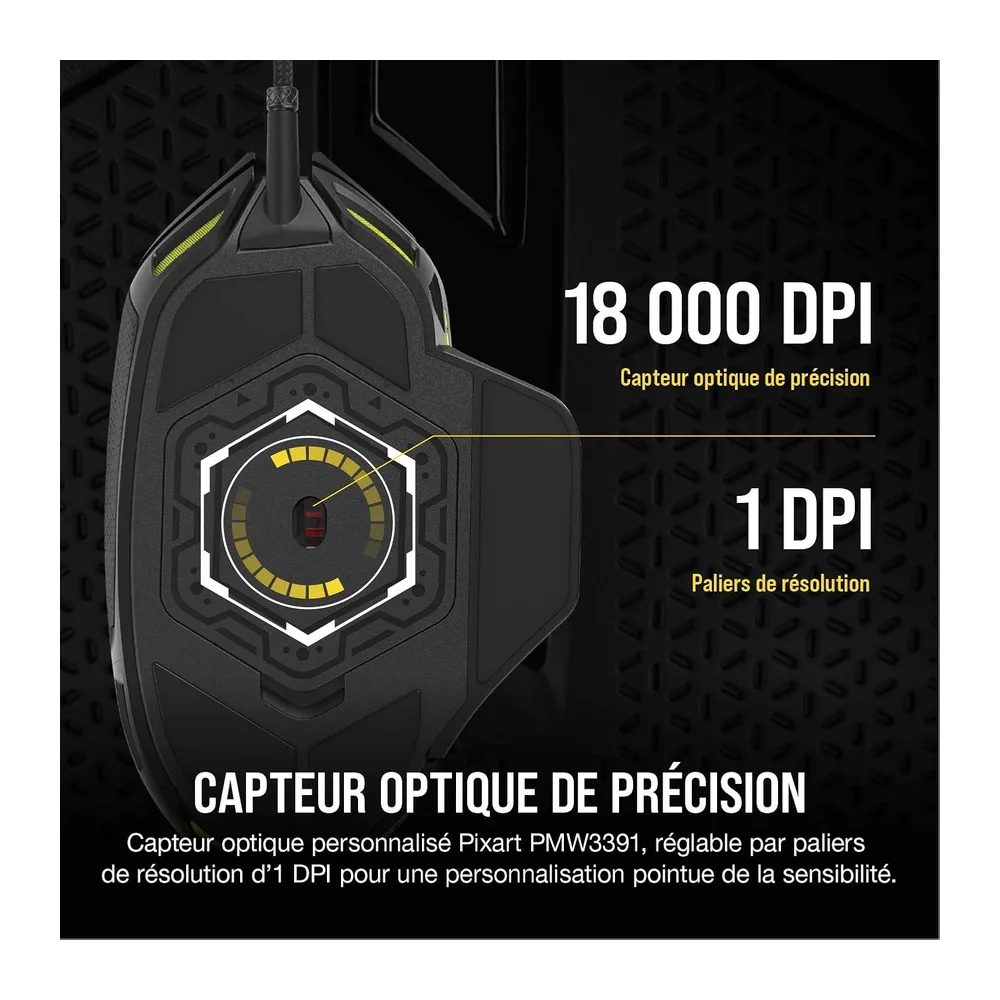 Corsair NIGHTSWORD RGB Souris de Jeu FPS/MOBA Filaire – Noir