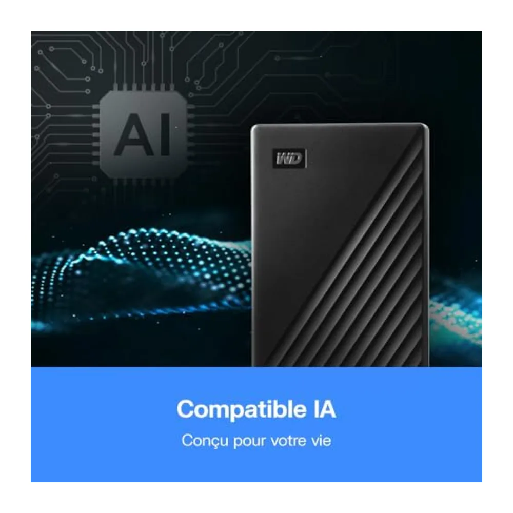 WD 5To My Passport Disque Dur Externe Portable, Parfait pour sauvegarde et stockage, compatibilité avec PC, Xbox et PS4,