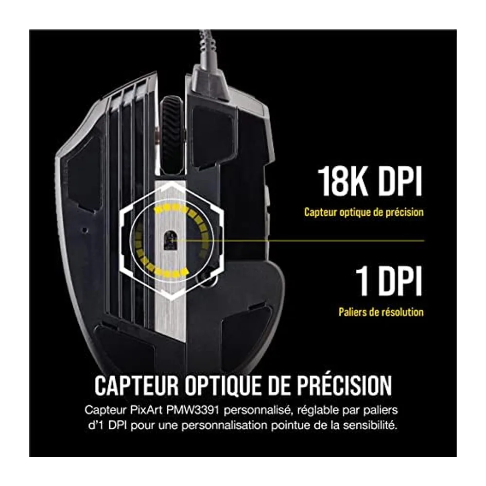 Corsair Scimitar RGB Elite Souris de Jeu Filaire MOBA/MMO – Noir