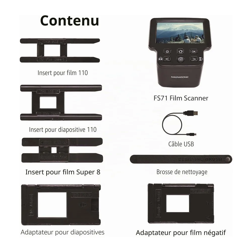 Magnasonic Numériseur de Films Tout-en-Un 24MP avec Grand Écran 5" et HDMI, Convertit Les Films 35mm/126/110/Super 8 et 