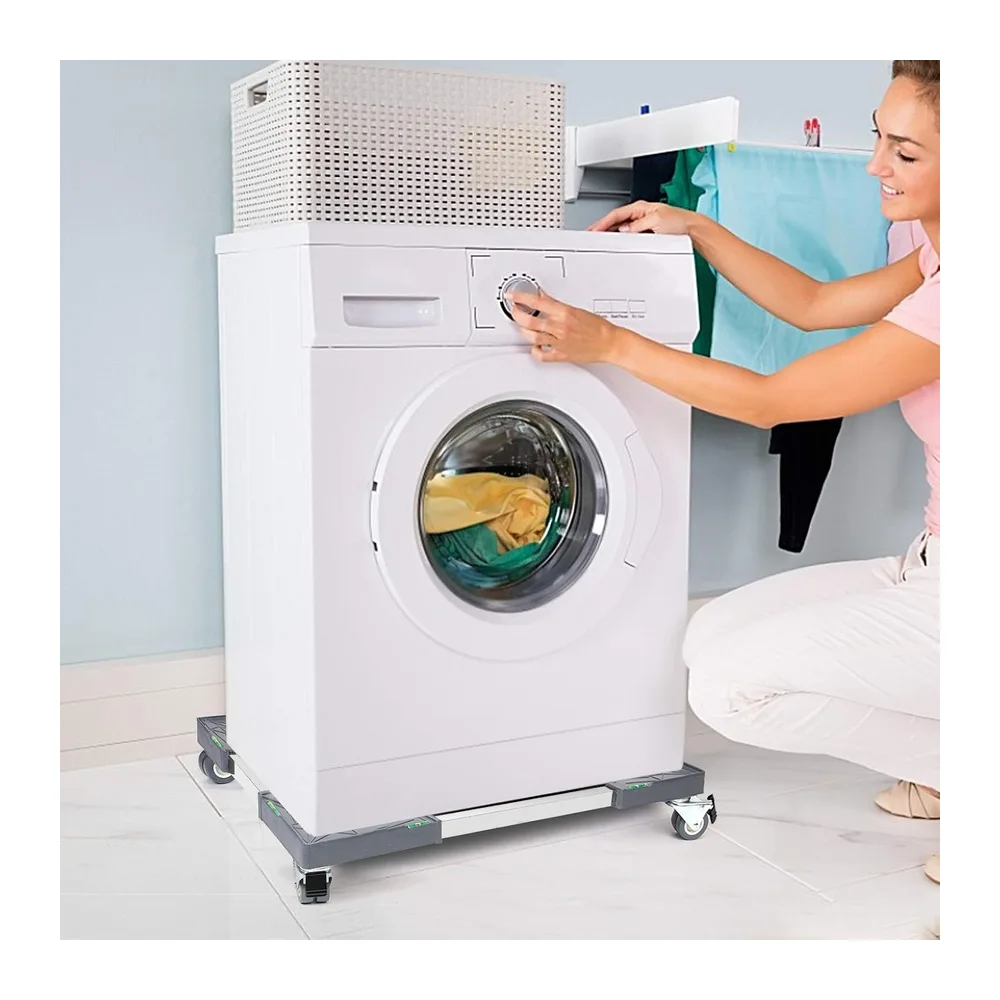 W B D WEIBIDA Support Machine à Laver 4 roulettes Verrouillables, Charge 200KG Socle Machine a Laver, Largeur Réglable d