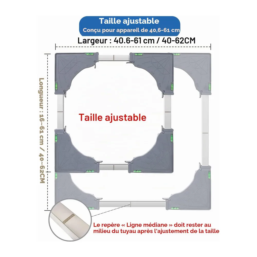 W B D WEIBIDA Support Machine à Laver 4 roulettes Verrouillables, Charge 200KG Socle Machine a Laver, Largeur Réglable d