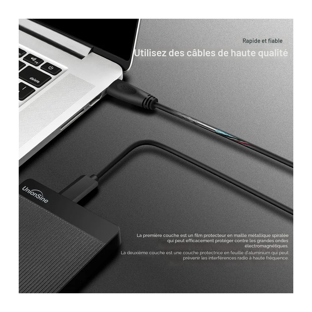 UnionSine Disque Dur Externe Portable 500Go Ultra-Mince 2.5" USB 3.0, SATA | Stockage HDD pour PC, Mac, Ordinateur de Bu