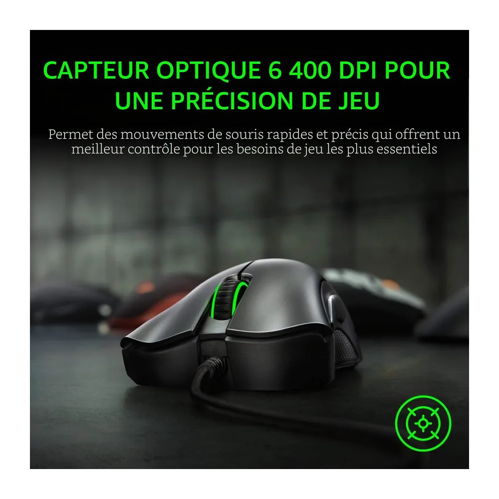 Razer DeathAdder Essential (2021) - Souris Gaming Filaire avec Capteur Optique de 6400 DPI (Design Ergonomique, 5 Bouton