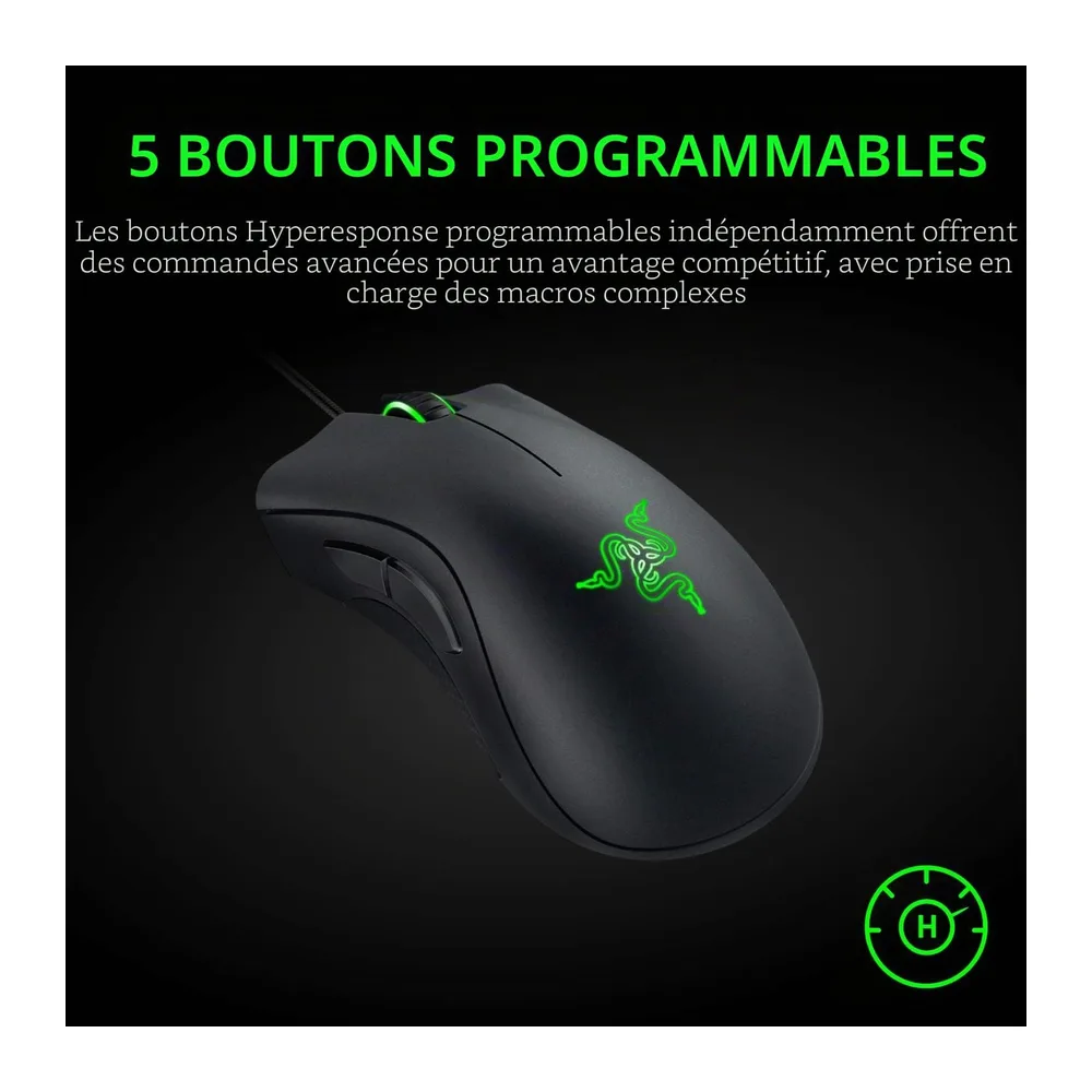 Razer DeathAdder Essential (2021) - Souris Gaming Filaire avec Capteur Optique de 6400 DPI (Design Ergonomique, 5 Bouton