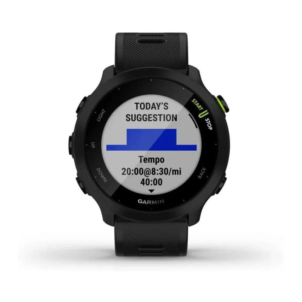 Garmin Forerunner 55 - Montre GPS Multi-activités Running avec Fonctions d’Entrainement Coach et Cardio au Poignet – Noi