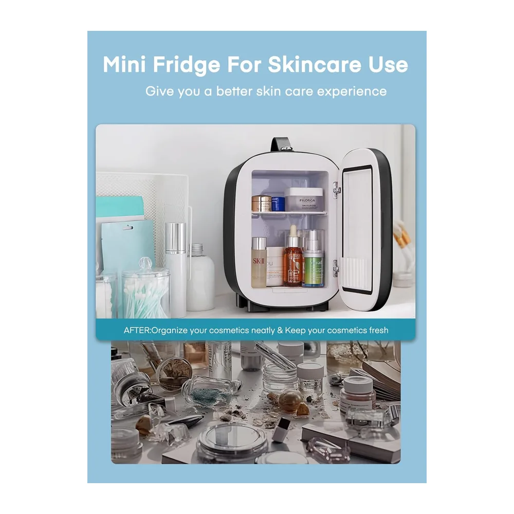 FOHERE Mini Frigo de Chambre 5 Litres/ 6 Canettes, Petit Frigo Thermoélectrique CA/CC, Cosmetique, Mini Réfrigérateurs p