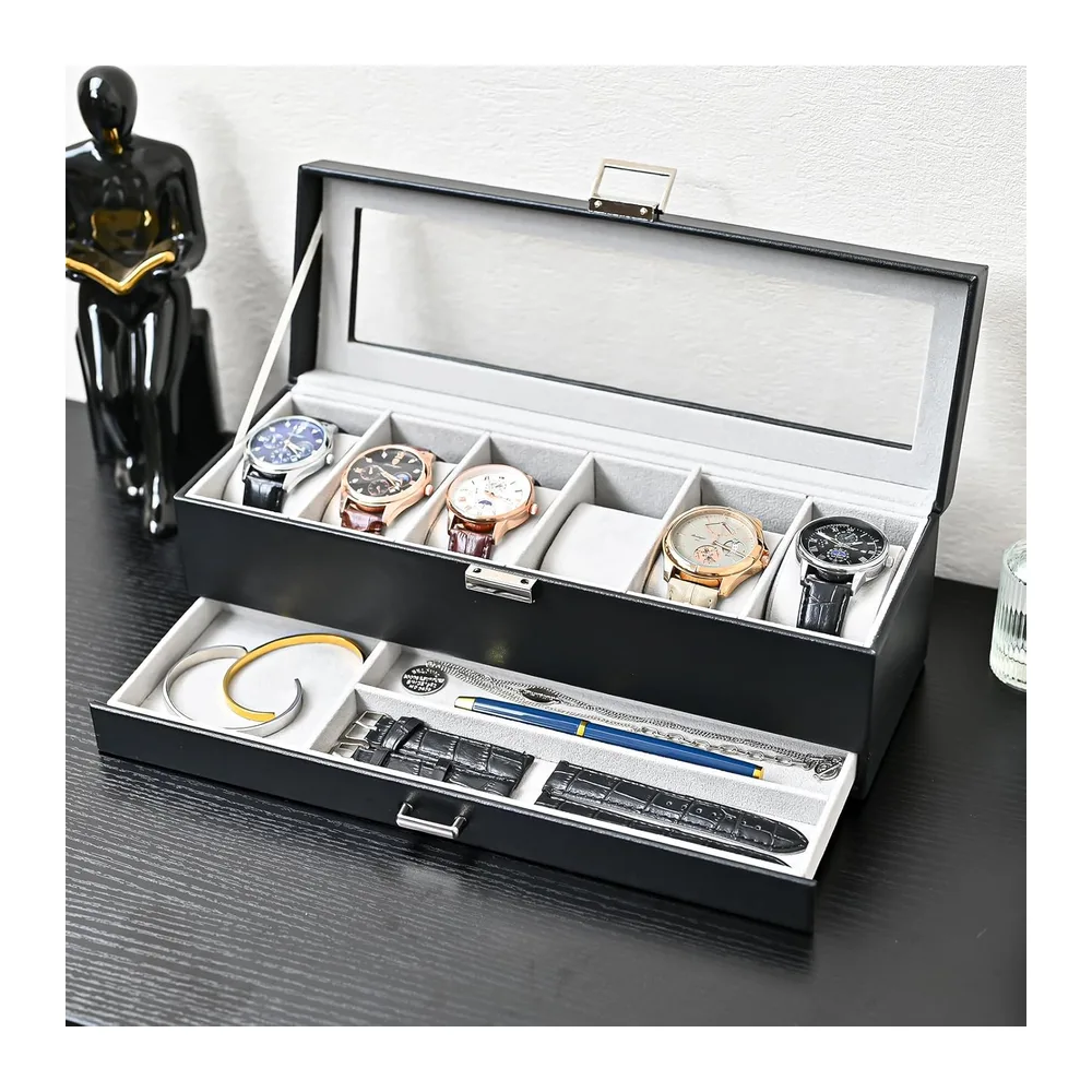 ProCase Boîte à Montres 2 Niveaux, 6 Emplacements avec Tiroir