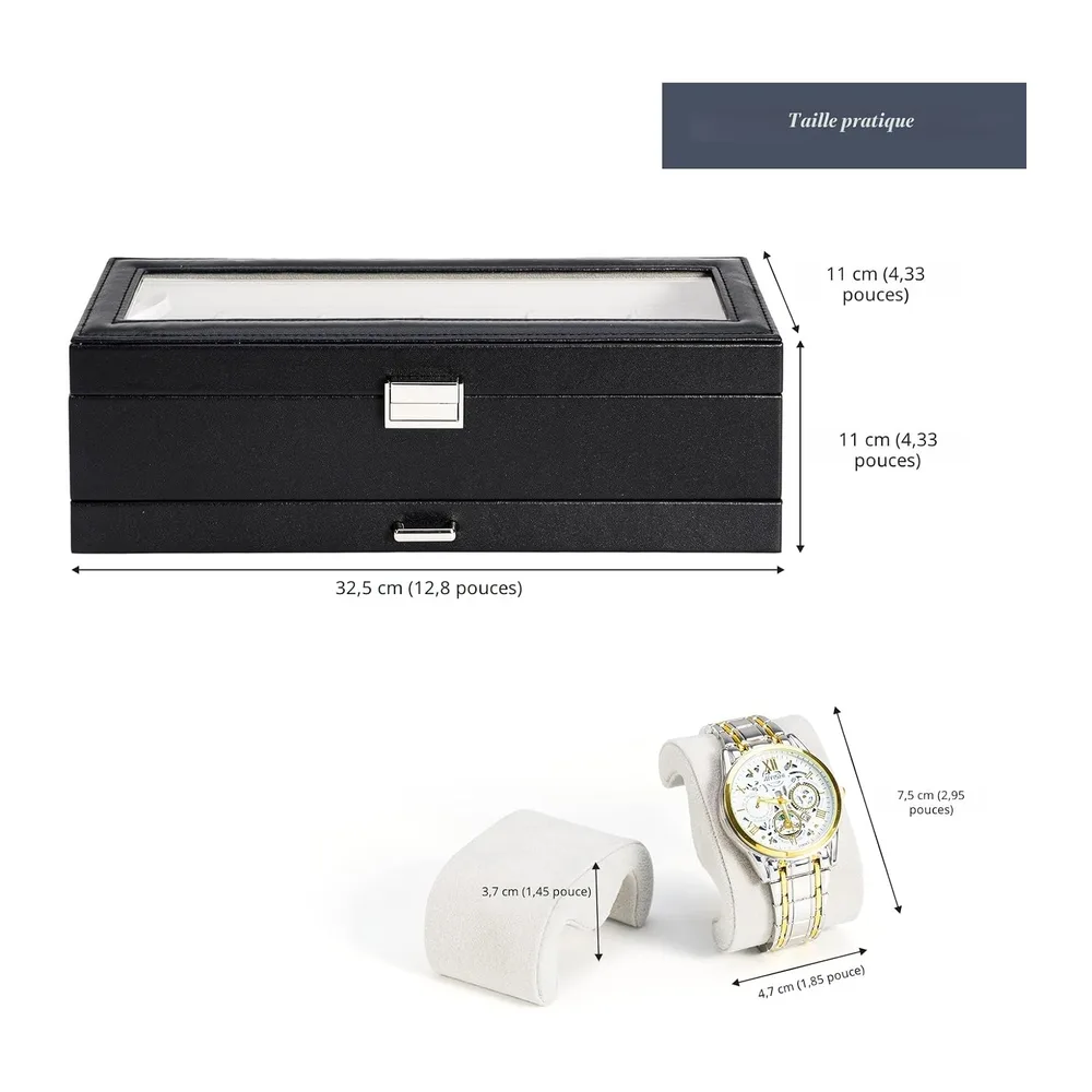 ProCase Boîte à Montres 2 Niveaux, 6 Emplacements avec Tiroir
