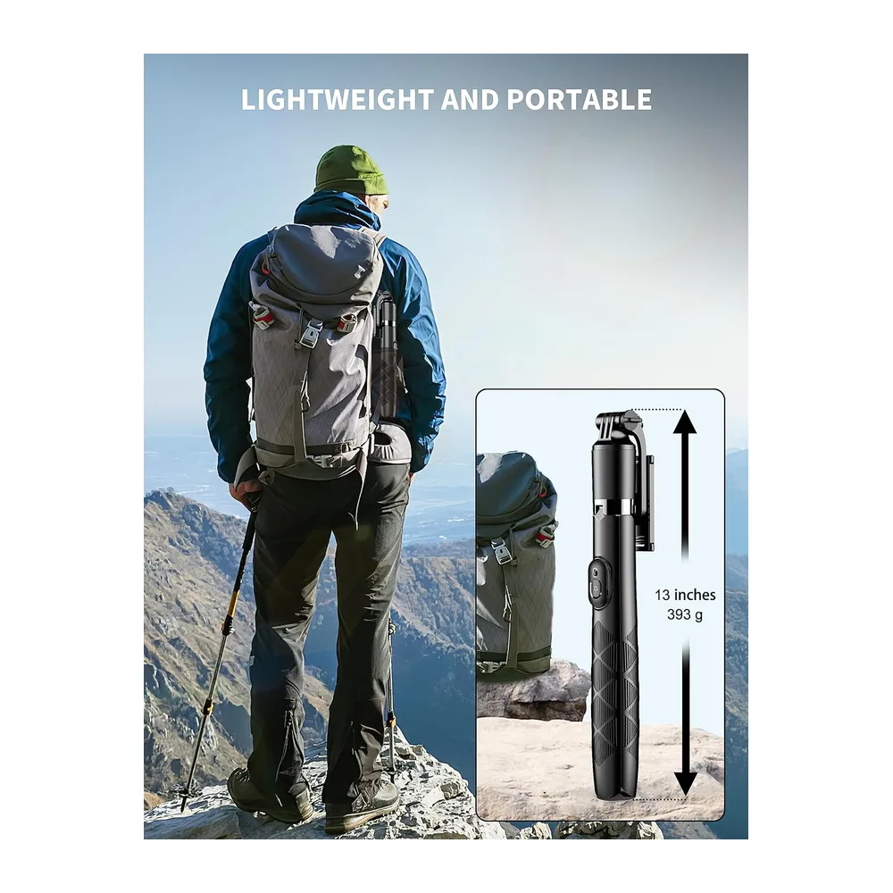163.5CM Perche à Selfie, Trépied Smartphone, Extensible Selfie Stick Trépied de Téléphone avec Télécommandeet Support po