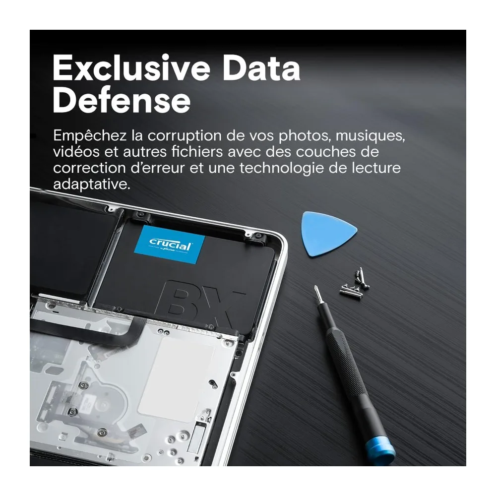 Crucial BX500 SATA SSD 1To2.5 Interne, jusqu'à 540MB/s, Compatible avec Ordinateur Portable et de Bureau (PC), 3D NAND, 