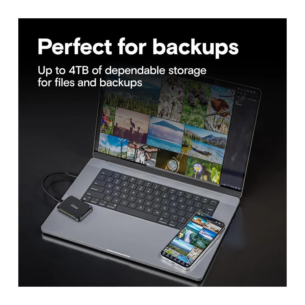 Crucial X9 1To Disque SSD Externe Portable, Jusqu’à 1050Mo/s, Compatible avec PC, Mac, PlayStation et Xbox, USB-C 3.2 - 