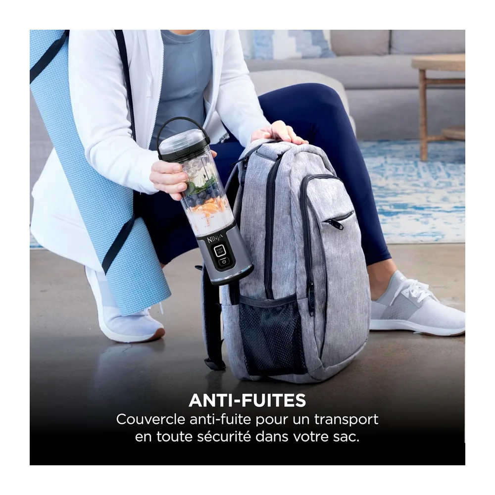 Ninja Blast Blender portable, 530 ml, couvercle résistant aux fuites et bec verseur, mini blender sans fil puissant, rec