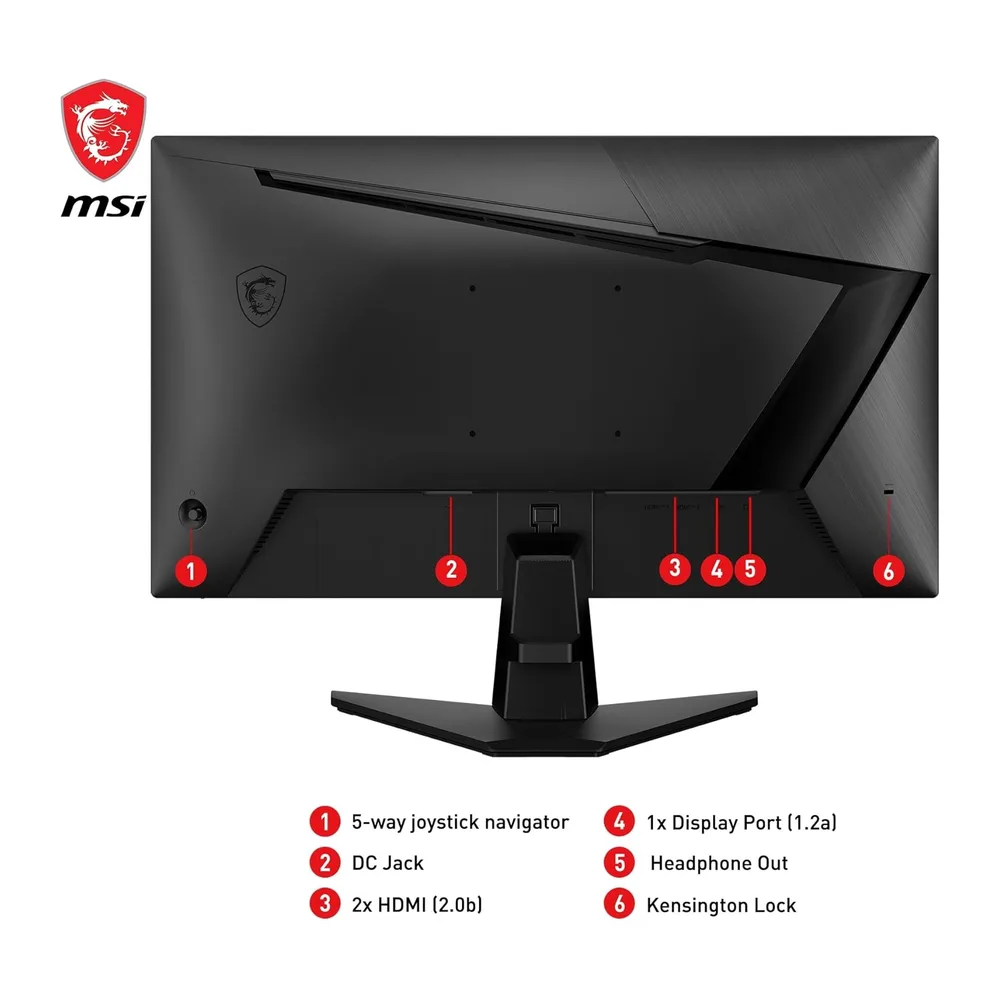MSI G255F Écran Gaming 24.5" FHD | Dalle Rapid IPS 1920x1080, 180Hz, 1ms, compatible VESA, HDMI, DisplayPort, Adaptive-S