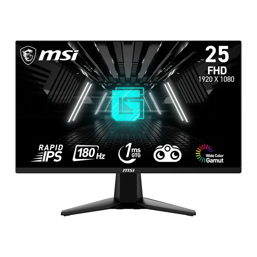MSI G255F Écran Gaming 24.5" FHD | Dalle Rapid IPS 1920x1080, 180Hz, 1ms, compatible VESA, HDMI, DisplayPort, Adaptive-S