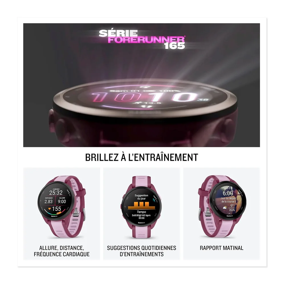 Garmin Forerunner 165 Music, Montre GPS connectée Running, Noir/Gris, 43mm | Écran AMOLED ultra-lumineux & tactile, auto