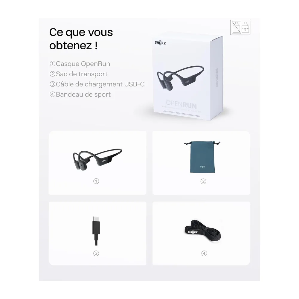 SHOKZ Casque à Conduction osseuse, 8 h d’autonomie - Noir | bluetooth oreilles libres pour le sport avec microphone, san