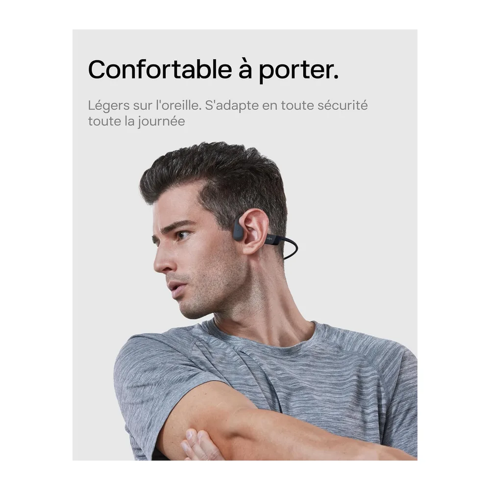 SHOKZ Casque à Conduction osseuse, 8 h d’autonomie - Noir | bluetooth oreilles libres pour le sport avec microphone, san