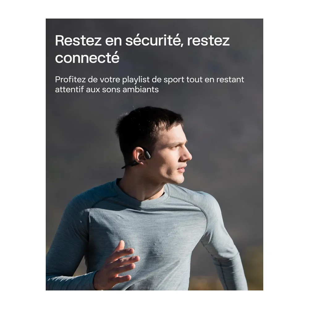 SHOKZ Casque à Conduction osseuse, 8 h d’autonomie - Noir | bluetooth oreilles libres pour le sport avec microphone, san