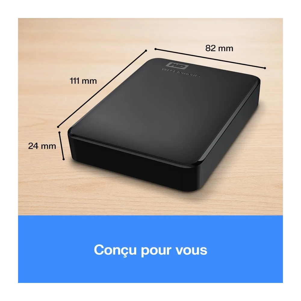 WD 6 to Elements Disque Dur Portable Externe, USB 3.0, Plug-and- Play, formaté pour Windows, Noir
