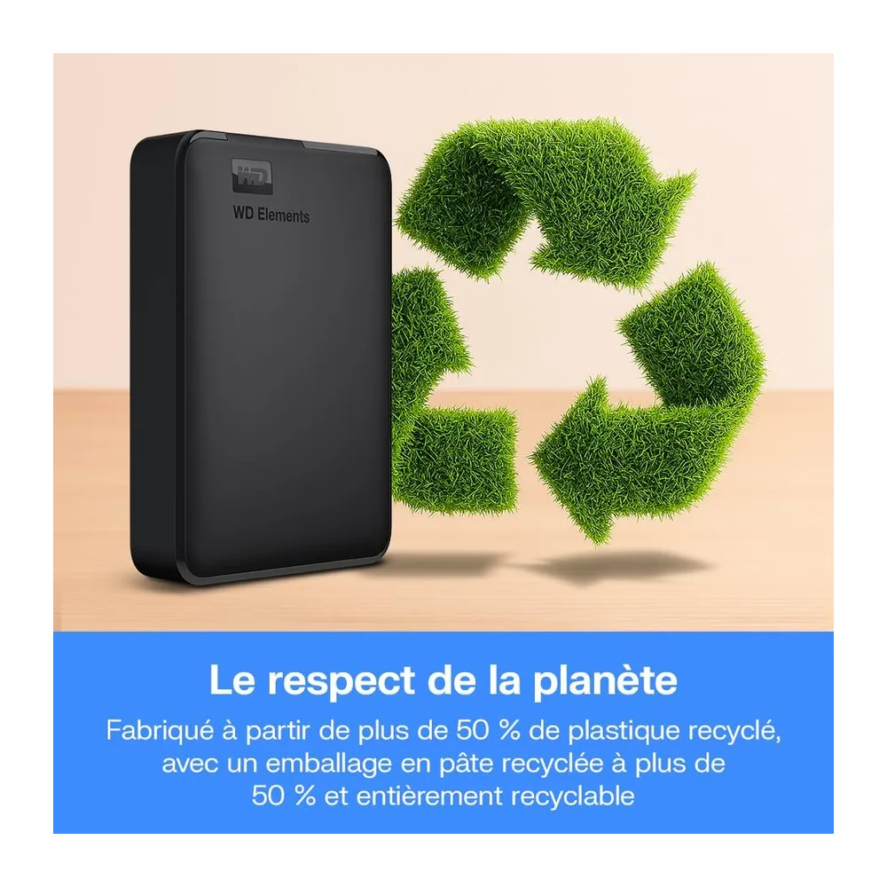 WD 6 to Elements Disque Dur Portable Externe, USB 3.0, Plug-and- Play, formaté pour Windows, Noir