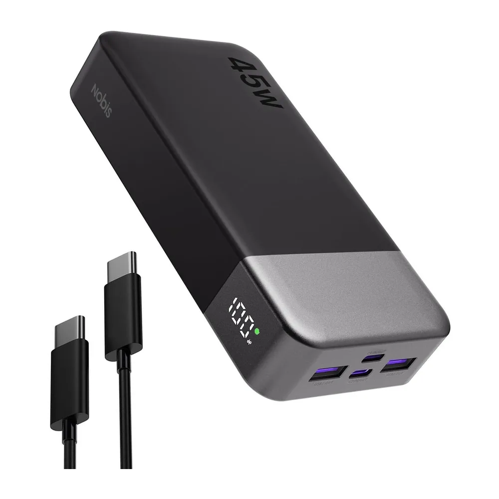 Nobis Batterie Externe 20000mAh Power Bank 45W Chargeur Externe Portable