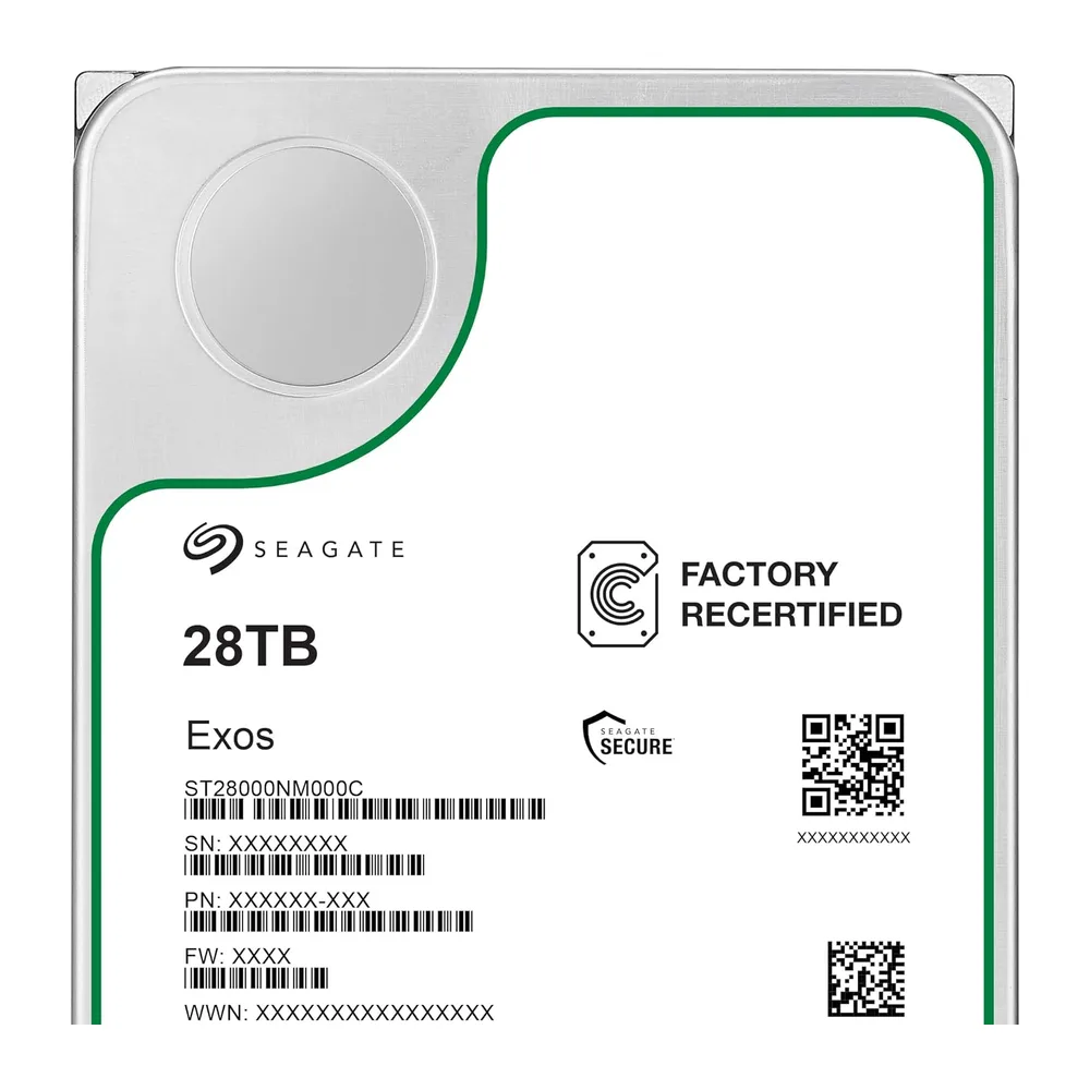 Seagate Exos 28To Serveur Interne Disque dur ST28000NM000C 3.5" HDD SATA 6 Gb/s 7200 tr/min 512 Mo de cache (Recondition