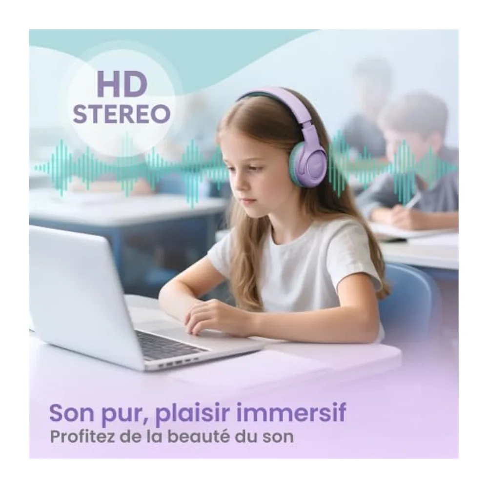 Acer Casque Audio Enfant Filaire, Volume Limité 85/94db, Pliable Réglable