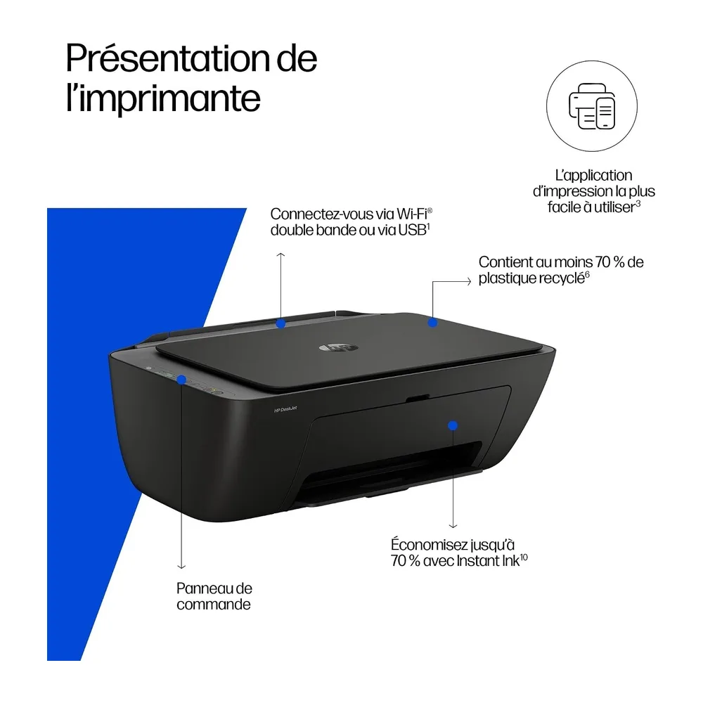 HP DeskJet 2920, 89F97B, Imprimante Multifonction, Jet d’Encre A4 Couleur, Recto/Verso Manuel, 7,5 ppm, Wi-FI, 3 Mois d'