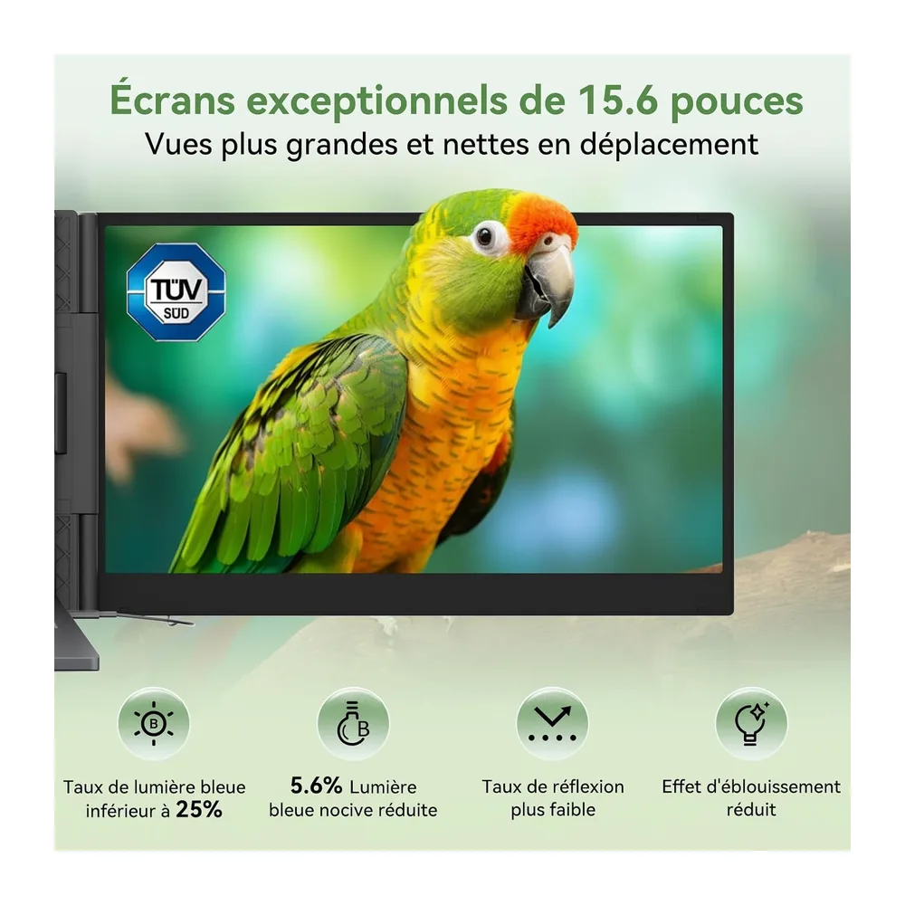 Blackview DCM8 15,6" Ecran PC Portable, 16:10 100% sRGB, 1200P FHD IPS, TÜV, Double Ecran PC Portable avec 13"–17,3", Pl