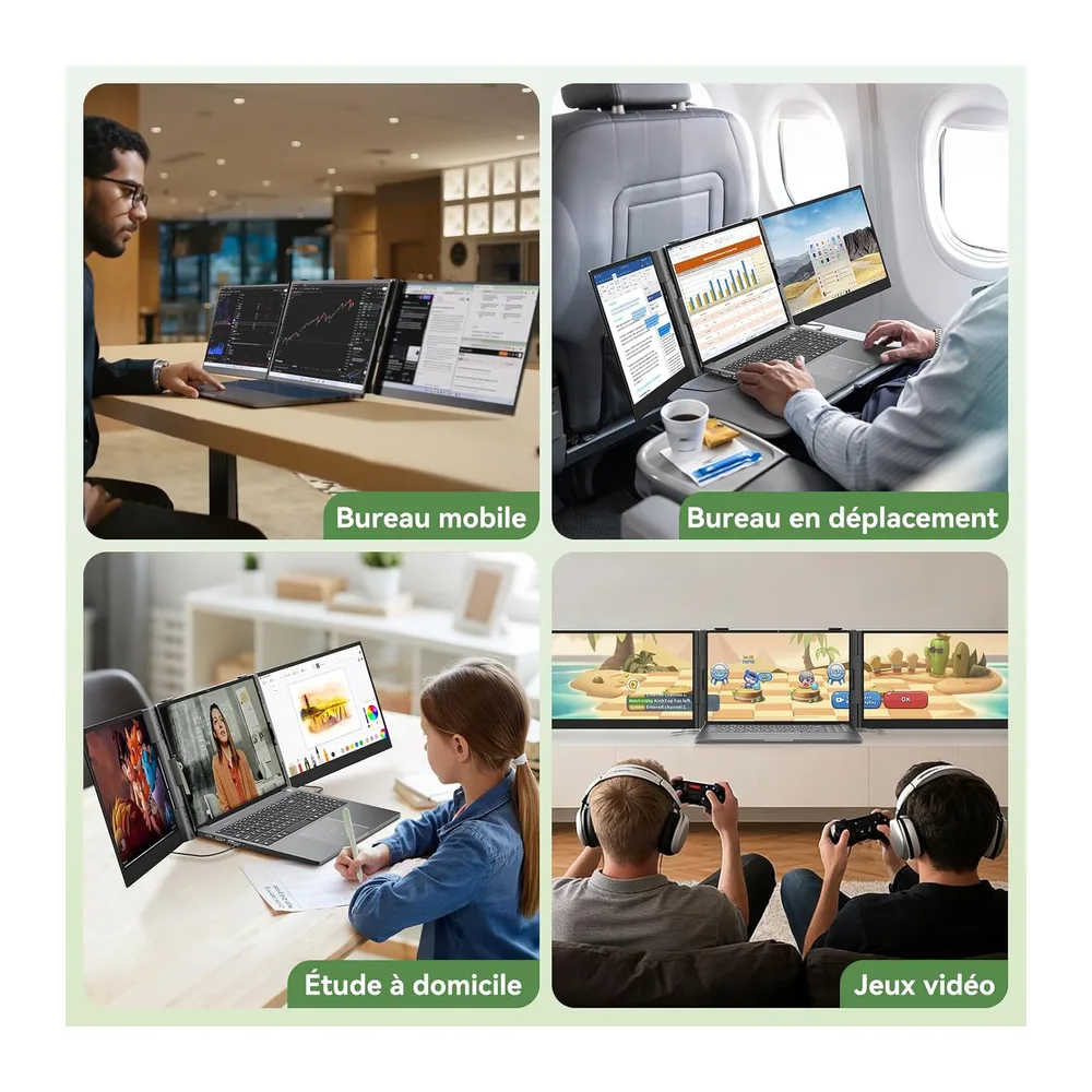 Blackview DCM8 15,6" Ecran PC Portable, 16:10 100% sRGB, 1200P FHD IPS, TÜV, Double Ecran PC Portable avec 13"–17,3", Pl
