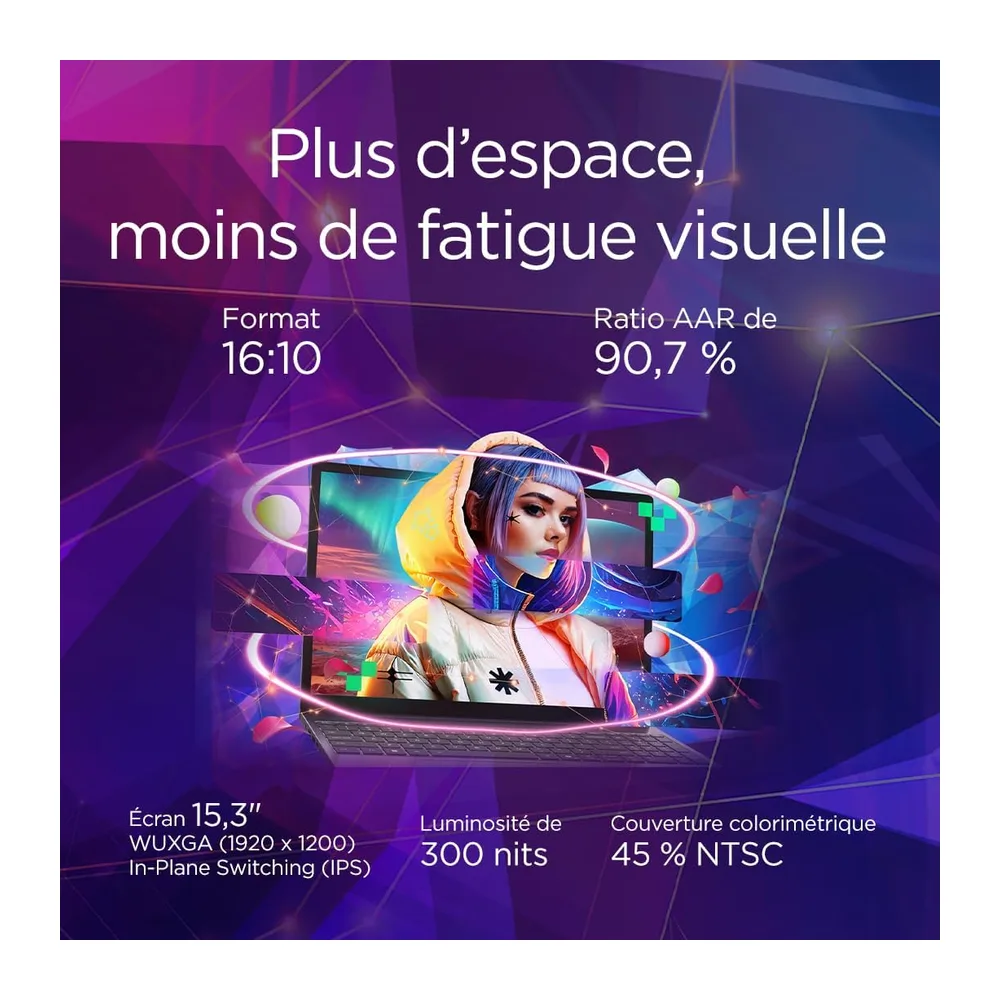 Lenovo IdeaPad Slim 3 15Q8X10 - Ordinateur Portable 15.3'' WUXGA Copilot+ (Snapdragon X X1-26-100, RAM 16Go, SSD 256Go, 