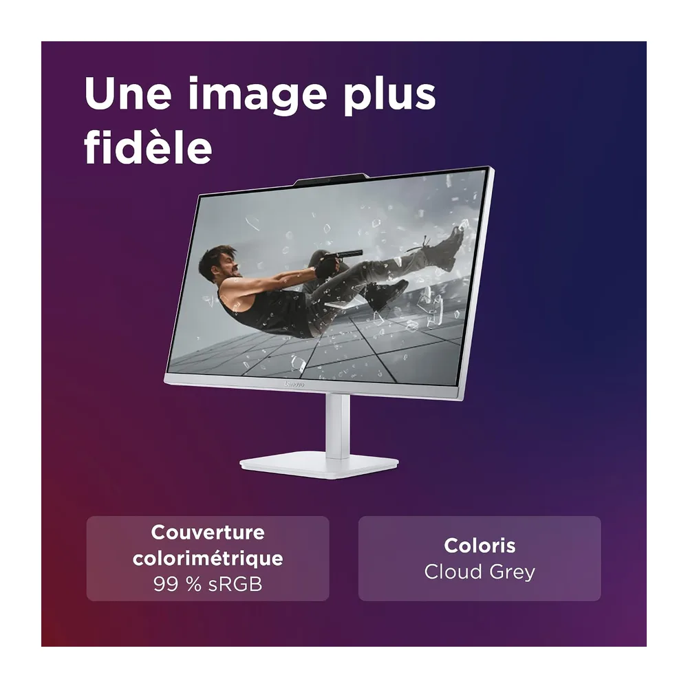 Lenovo IdeaCentre A100 Ordinateur de Bureau Tout-en-Un Écran 24" FHD, Intel N100, 512Go SSD, RAM 8Go, WiFi 6, Windows 11