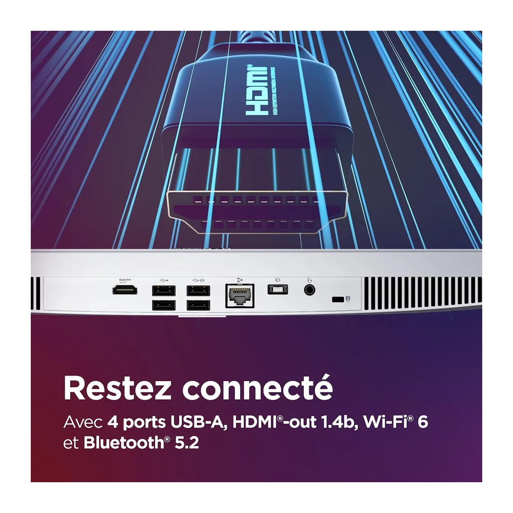 Lenovo IdeaCentre A100 Ordinateur de Bureau Tout-en-Un Écran 24" FHD, Intel N100, 512Go SSD, RAM 8Go, WiFi 6, Windows 11