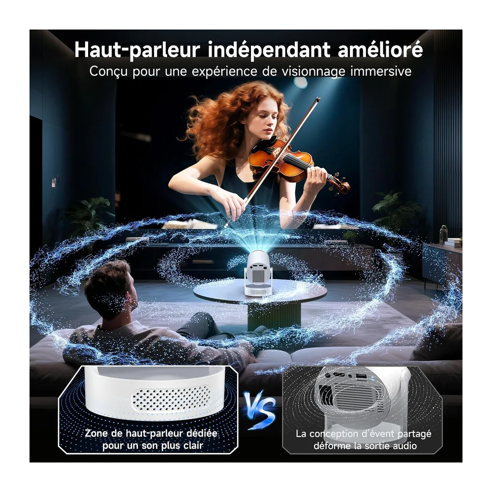 Philoent Vidéoprojecteur WiFi/BT Apps intégrées 2026 Upgraded AutoKeystone | Compatible 4K, rotation 180°, WiFi 6 & BT 5