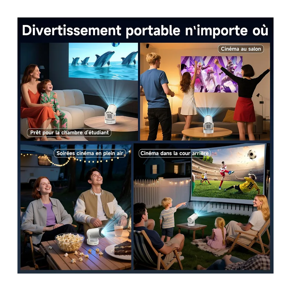 Philoent Vidéoprojecteur WiFi/BT Apps intégrées 2026 Upgraded AutoKeystone | Compatible 4K, rotation 180°, WiFi 6 & BT 5