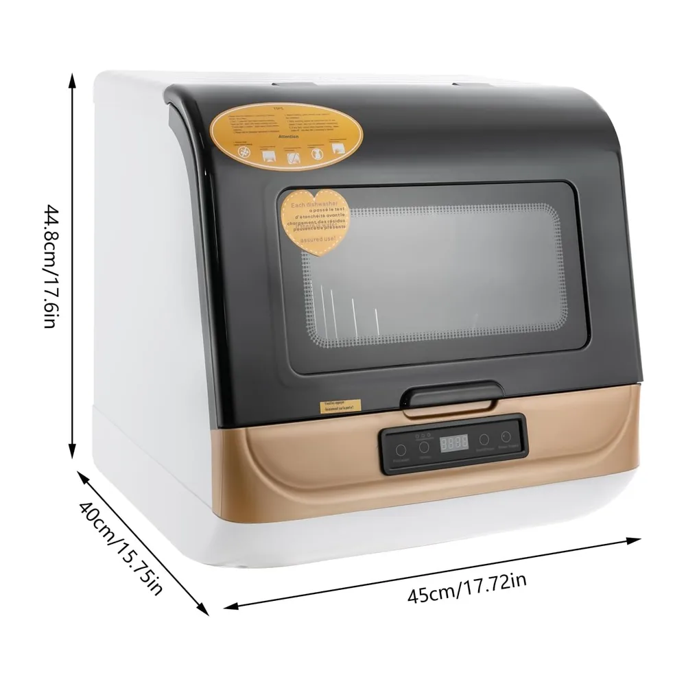 Lave-vaisselle de table pour 4 à 6 couverts, 3 programmes, lave-vaisselle compact, contrôle tactile, nettoyage par pulvé